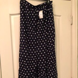 Navy and white polka dot skirt